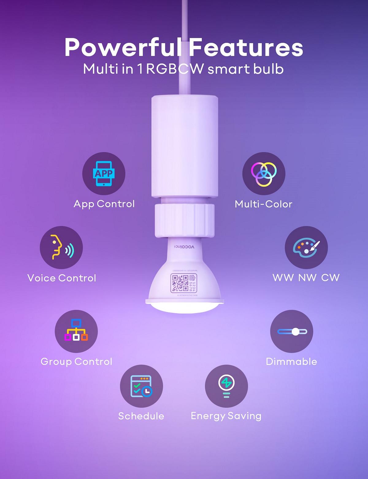 VOCOlinc GU10 Smart Wifi Light Bulbs-6 Packs