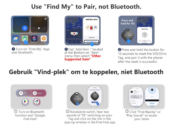 VOCOlinc Dual-System Bluetooth Finder-VT2201-TD 4 pack (iOS&Android)