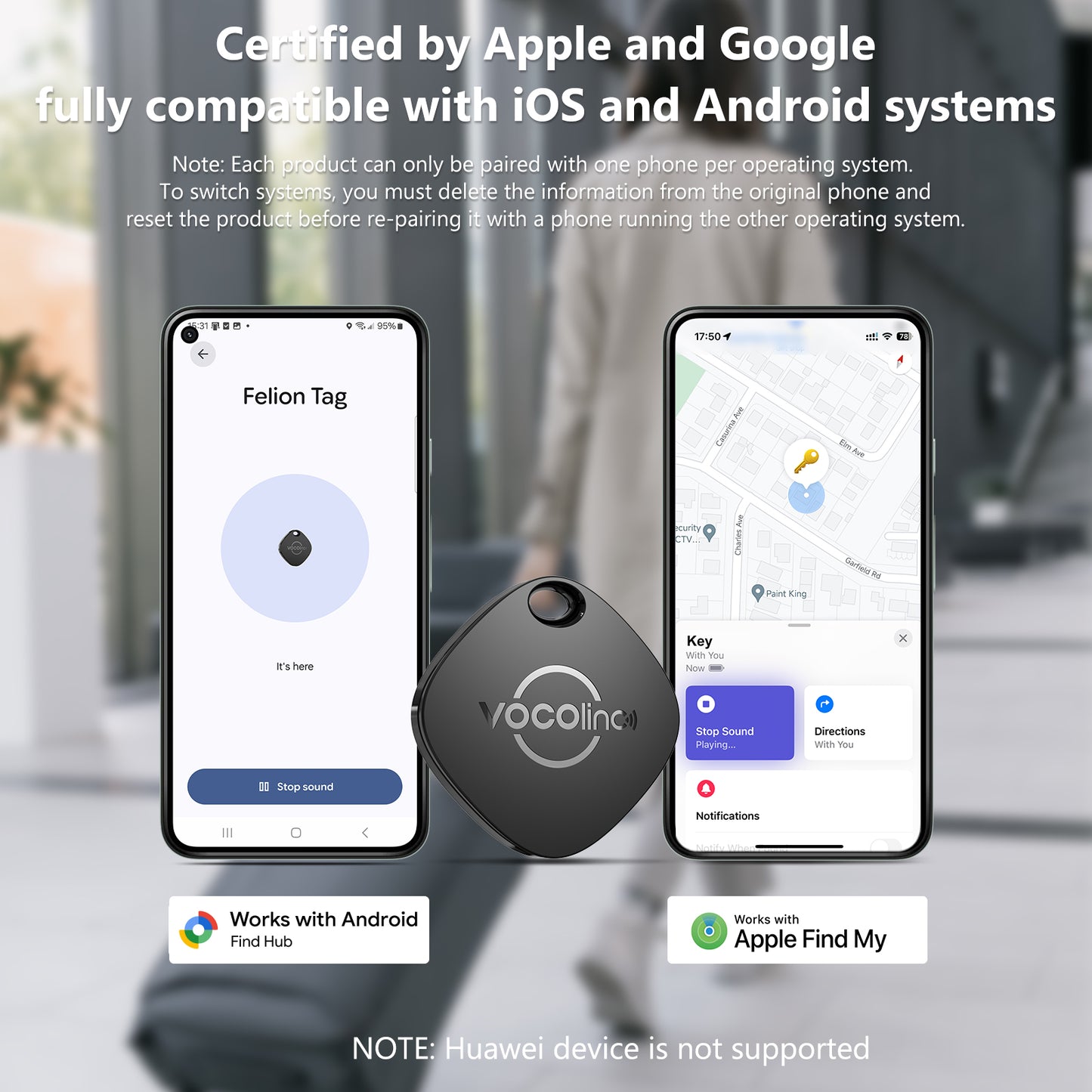 VOCOlinc Dual-System Bluetooth Finder-VT2201-TD 4 pack (iOS&Android)