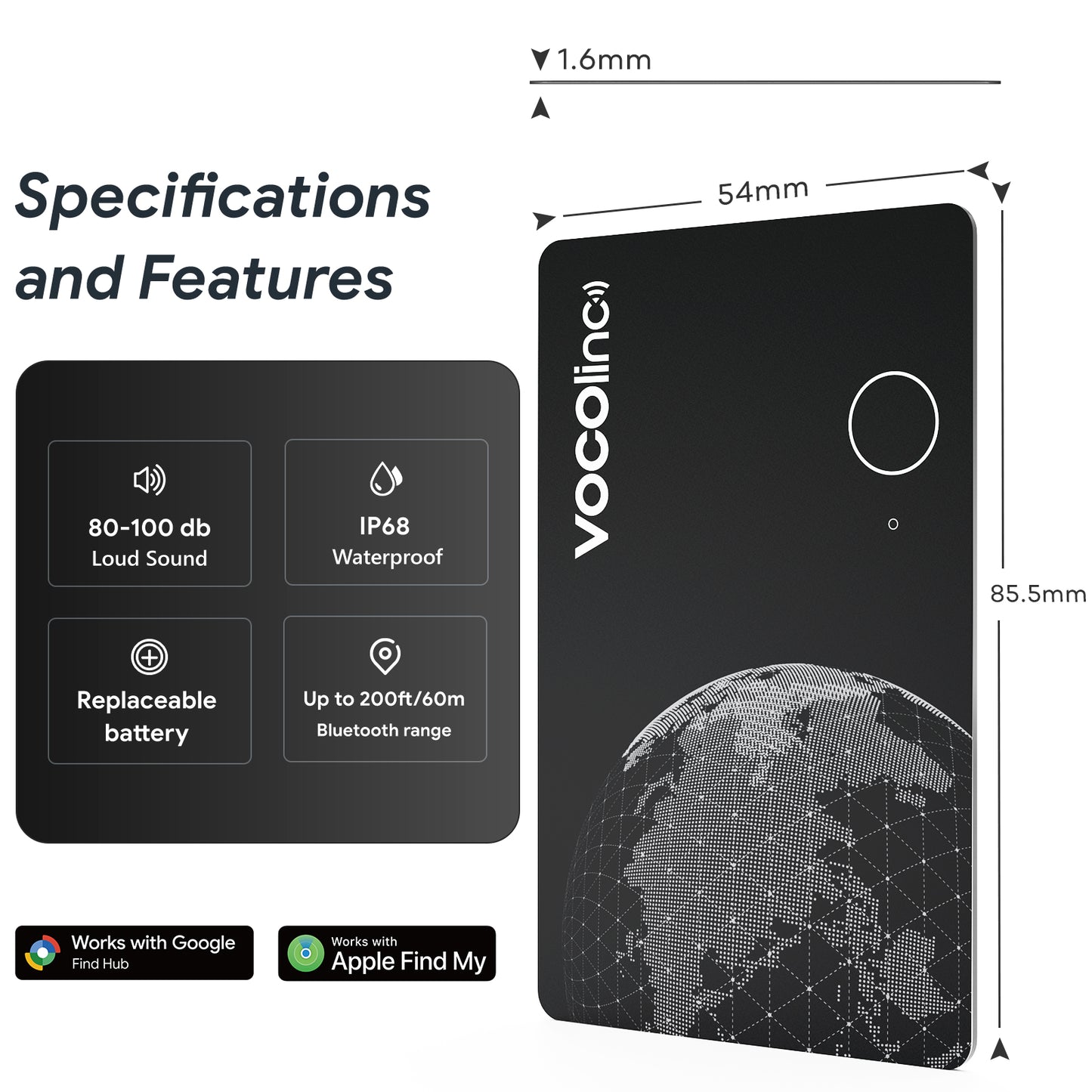 VOCOlinc Air Tag Pro Smart Card for Android & iOS, 2 Pack