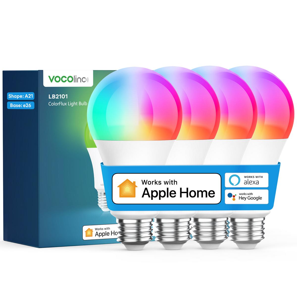 VOCOlinc SmartGlow WiFi RGBIC Ambiance LED Light Bulb-LB2101 4Packs